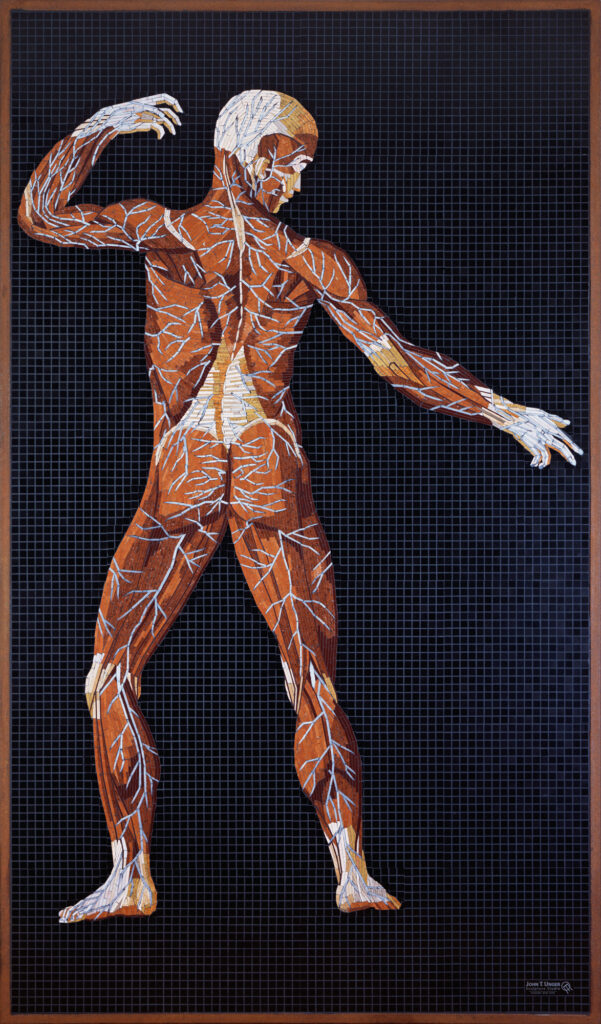 Marble mosaic of Table 23 of Eustachi's Tabulae anatomicae, 2018, by Rachael Que Vargas, from Anatomy Set in Stone
