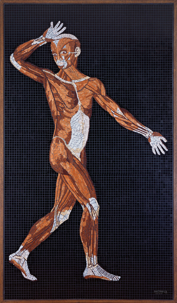 Marble mosaic of Table 30 of Eustachi's Tabulae anatomicae, 2017, by Rachael Que Vargas, from Anatomy Set in Stone