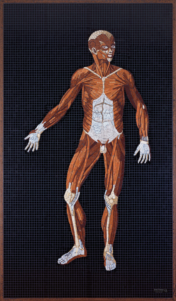 Marble mosaic of Table 28 of Eustachi's Tabulae anatomicae, 2017, by Rachael Que Vargas, from Anatomy Set in Stone