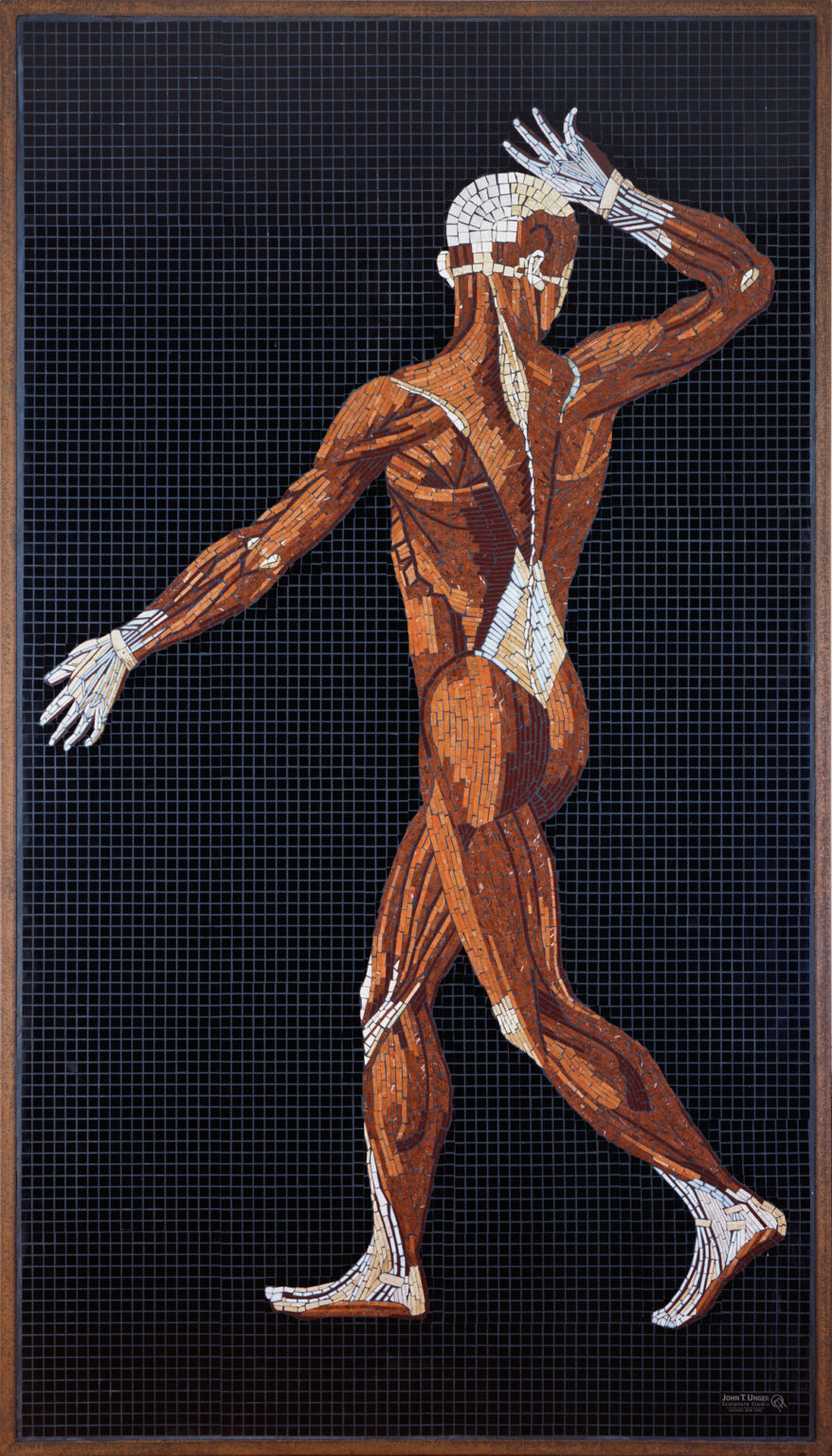 Marble mosaic of Table 31 of Eustachi's Tabulae anatomicae, 2017, by Rachael Que Vargas, from Anatomy Set in Stone